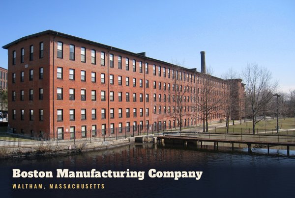 Waltham Boston Manufacturing Company Postcard artwork detail