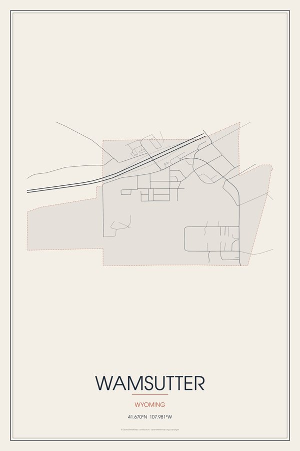 Wamsutter Street Map Poster · Linen artwork detail