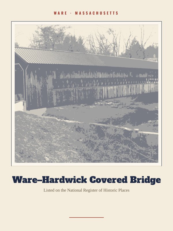 Ware Ware–Hardwick Covered Bridge Landmark Print artwork detail