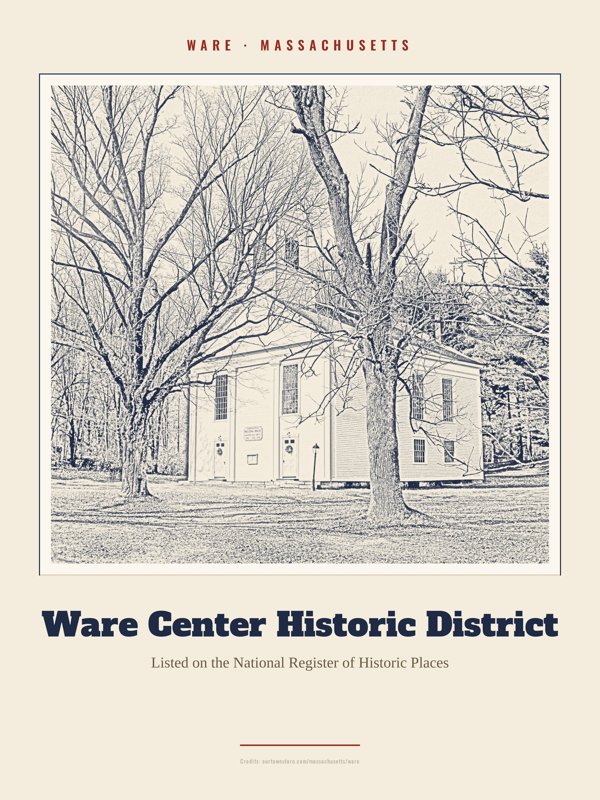 Ware Ware Center Historic District Landmark Print artwork detail