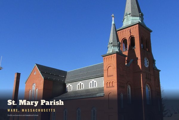 Ware St. Mary Parish Postcard artwork detail