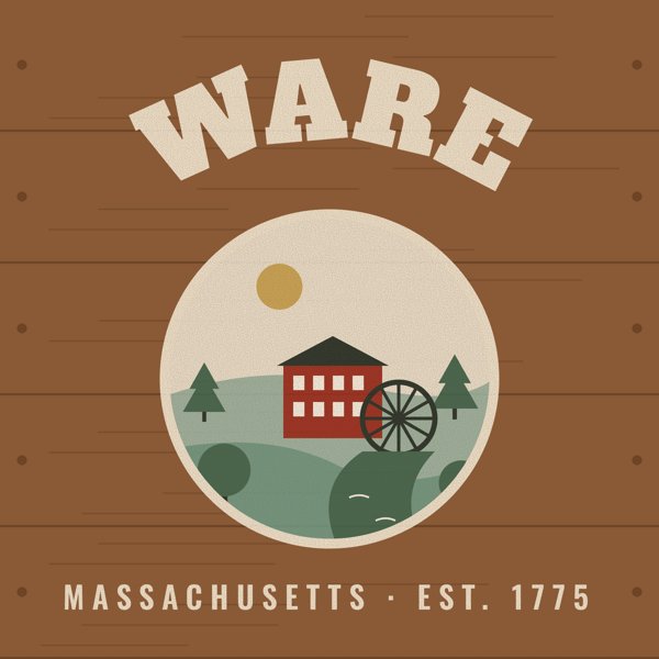 Ware Hometown Wood Sign artwork detail