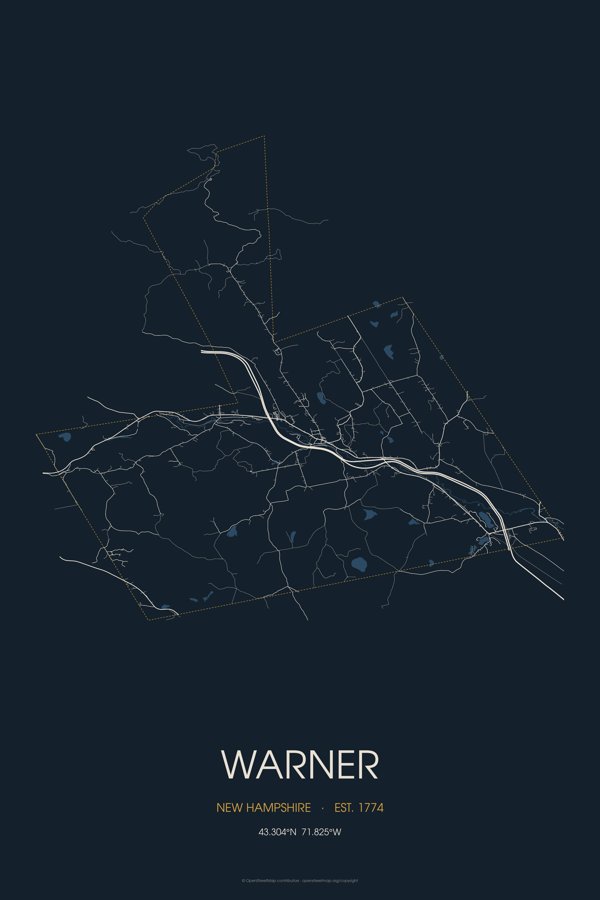 Warner Street Map Poster · Midnight artwork detail