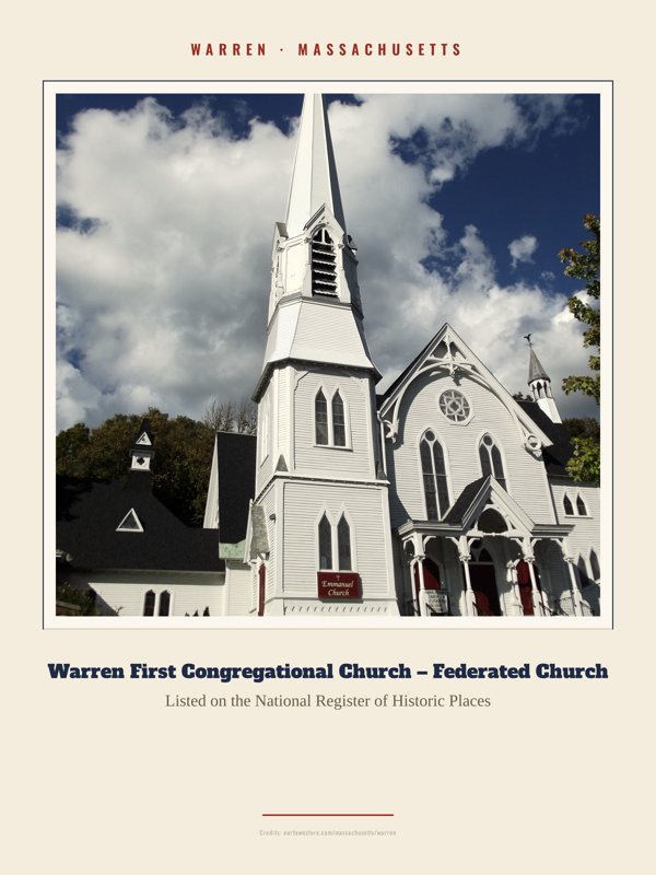 Warren Warren First Congregational Church – Federated Church Landmark Print artwork detail