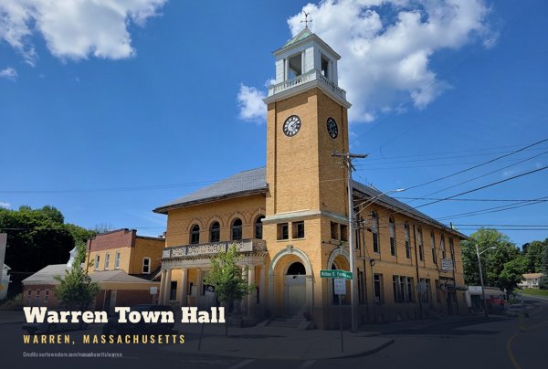 Warren Warren Town Hall Postcard artwork detail