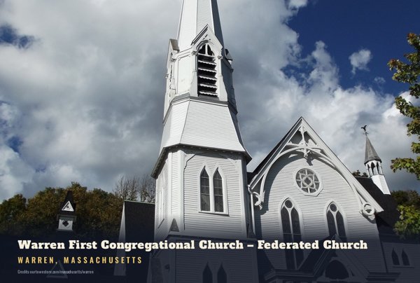Warren Warren First Congregational Church – Federated Church Postcard artwork detail