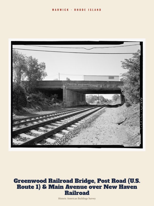 Warwick Greenwood Railroad Bridge, Post Road (U.S. Route 1) & Main Avenue over New Haven Railroad Archive Print artwork detail