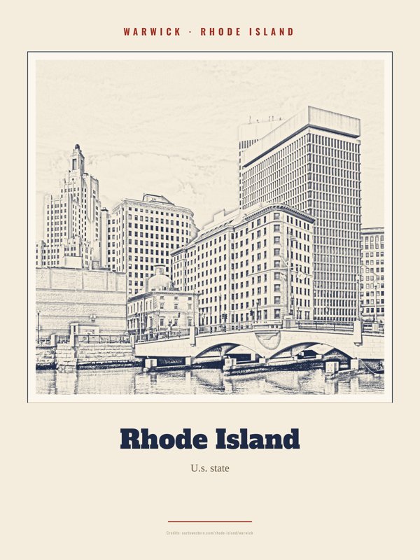 Warwick Rhode Island Landmark Print artwork detail