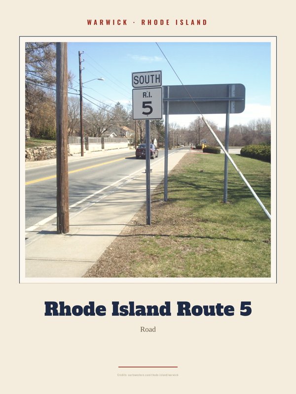 Warwick Rhode Island Route 5 Landmark Print artwork detail
