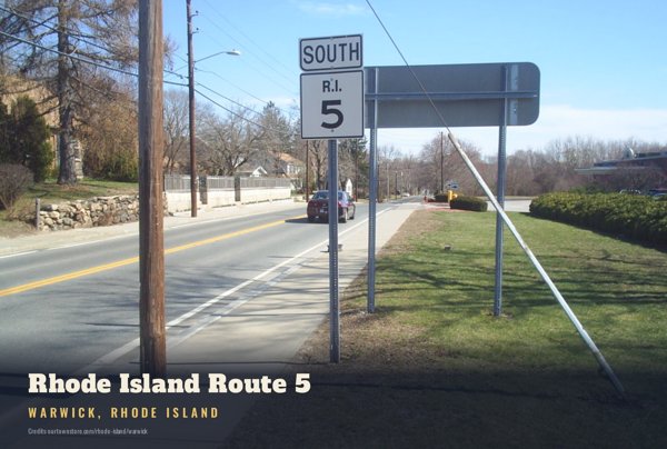 Warwick Rhode Island Route 5 Postcard artwork detail