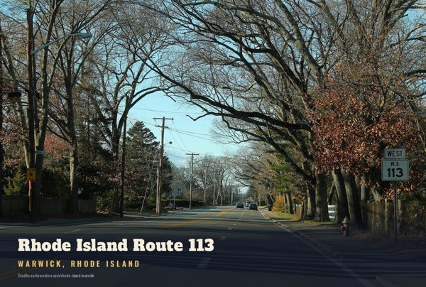 Warwick Rhode Island Route 113 Postcard artwork detail