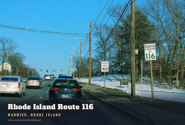 Warwick Rhode Island Route 116 Postcard artwork detail