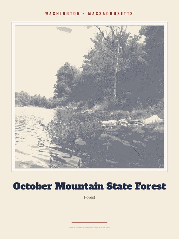 Washington October Mountain State Forest Landmark Print artwork detail