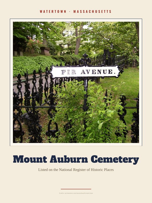 Watertown Mount Auburn Cemetery Landmark Print artwork detail