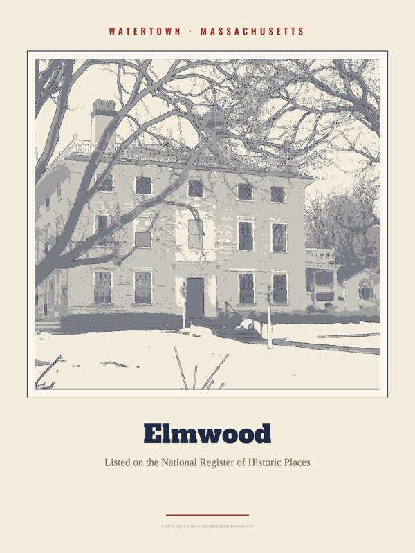 Watertown Elmwood Landmark Print artwork detail