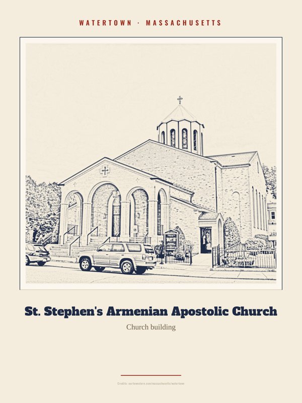 Watertown St. Stephen's Armenian Apostolic Church Landmark Print artwork detail