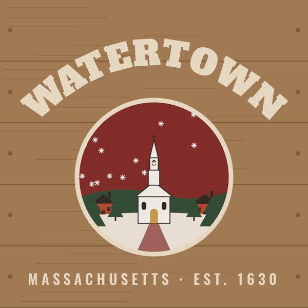 Watertown Hometown Wood Sign artwork detail