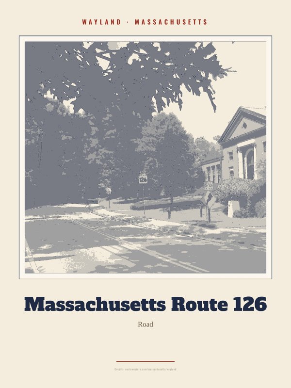Wayland Massachusetts Route 126 Landmark Print artwork detail