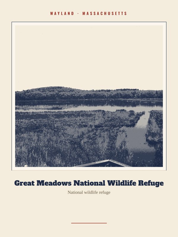 Wayland Great Meadows National Wildlife Refuge Landmark Print artwork detail