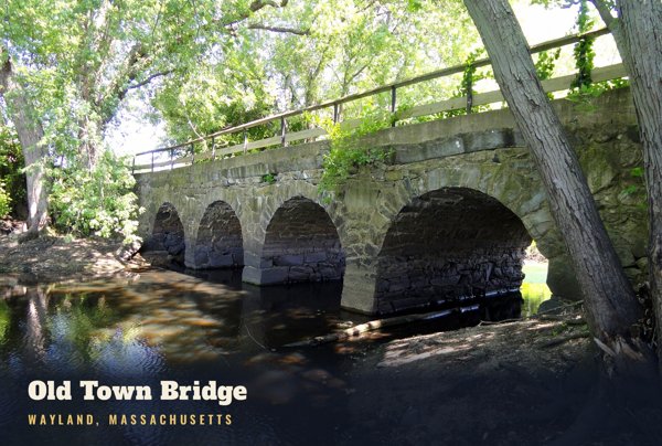 Wayland Old Town Bridge Postcard artwork detail