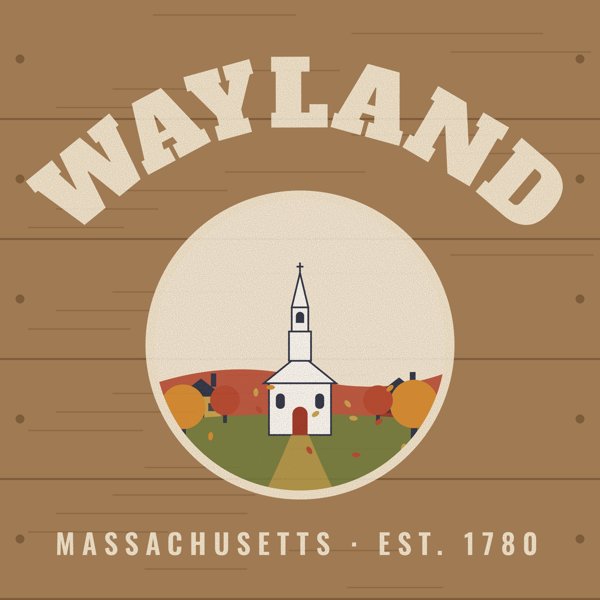 Wayland Hometown Wood Sign artwork detail