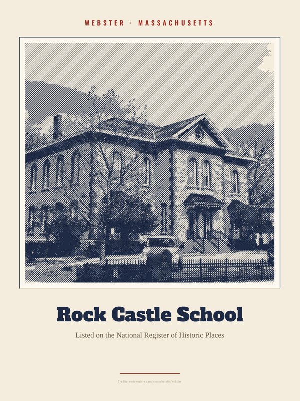 Webster Rock Castle School Landmark Print artwork detail