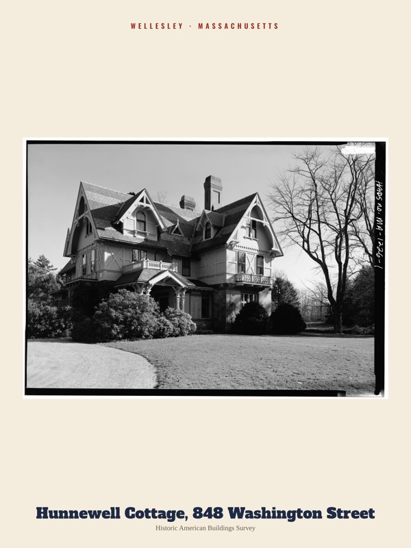 Wellesley Hunnewell Cottage, 848 Washington Street Archive Print artwork detail