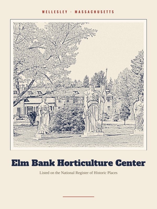 Wellesley Elm Bank Horticulture Center Landmark Print artwork detail