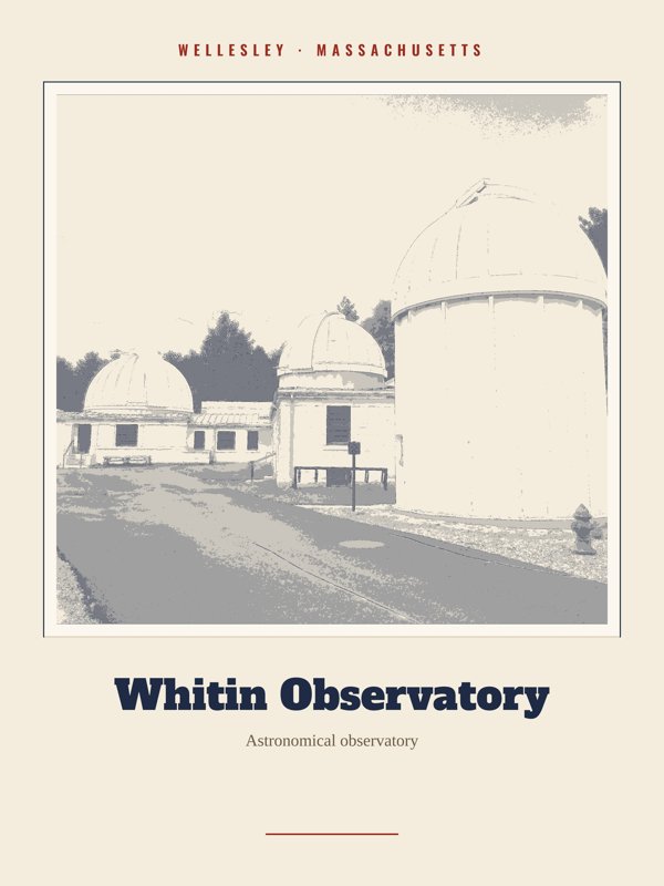 Wellesley Whitin Observatory Landmark Print artwork detail