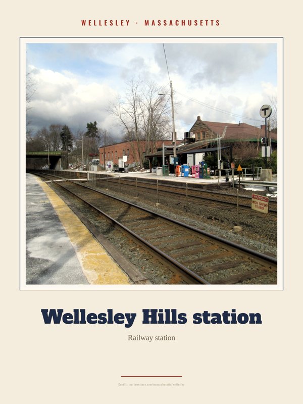 Wellesley Wellesley Hills station Landmark Print artwork detail
