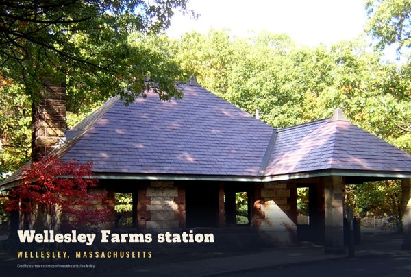 Wellesley Wellesley Farms station Postcard artwork detail