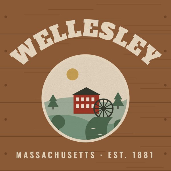 Wellesley Hometown Wood Sign artwork detail