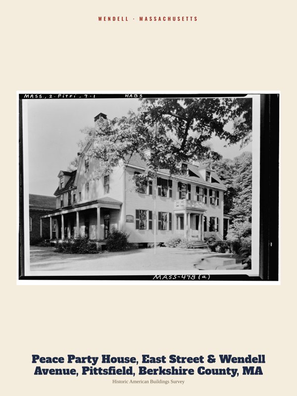 Wendell Peace Party House, East Street & Wendell Avenue, Pittsfield, Berkshire County, MA Archive Print artwork detail