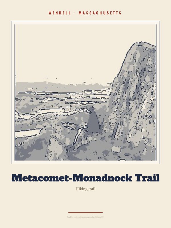 Wendell Metacomet-Monadnock Trail Landmark Print artwork detail