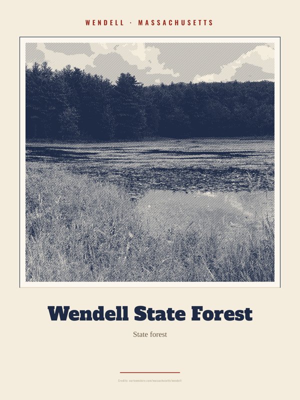 Wendell Wendell State Forest Landmark Print artwork detail