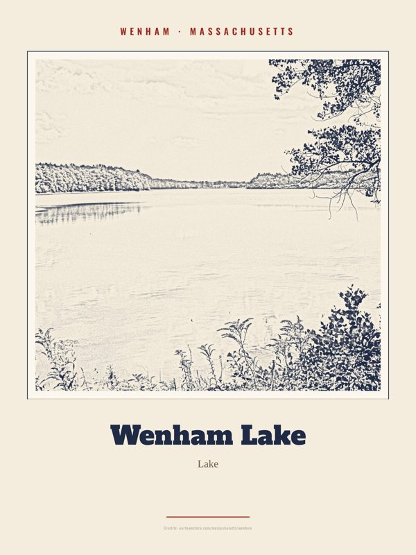 Wenham Wenham Lake Landmark Print artwork detail