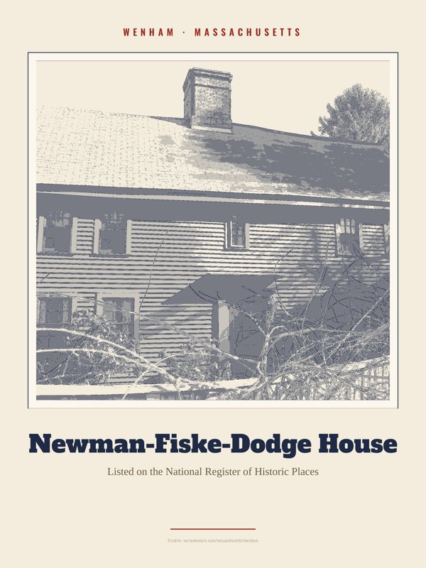 Wenham Newman-Fiske-Dodge House Landmark Print artwork detail