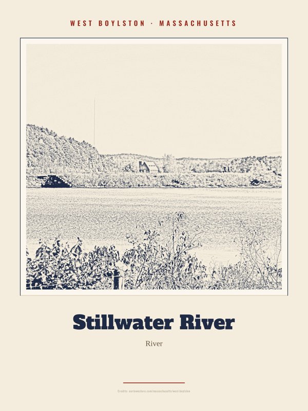 West Boylston Stillwater River Landmark Print artwork detail