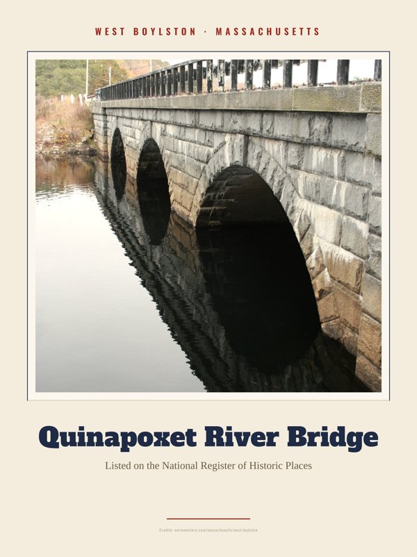 West Boylston Quinapoxet River Bridge Landmark Print artwork detail