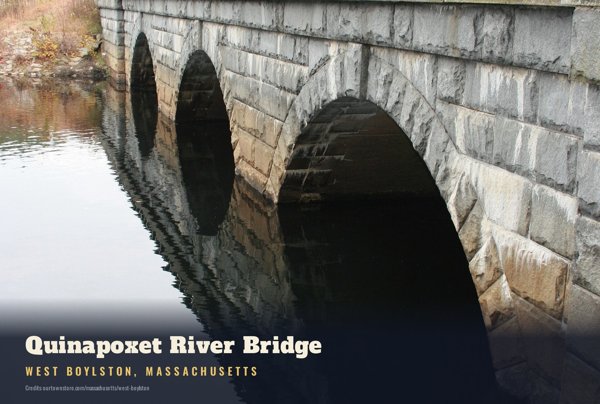West Boylston Quinapoxet River Bridge Postcard artwork detail