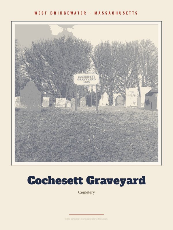 West Bridgewater Cochesett Graveyard Landmark Print artwork detail