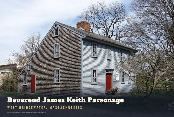 West Bridgewater Reverend James Keith Parsonage Postcard artwork detail