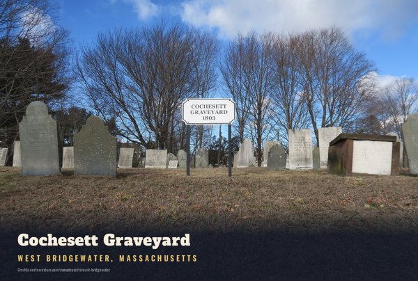 West Bridgewater Cochesett Graveyard Postcard artwork detail