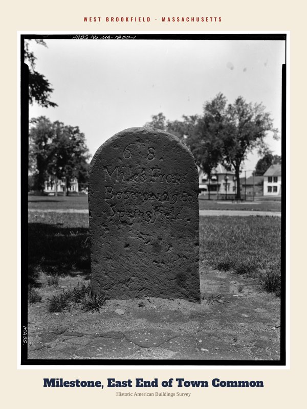 West Brookfield Milestone, East End of Town Common Archive Print artwork detail