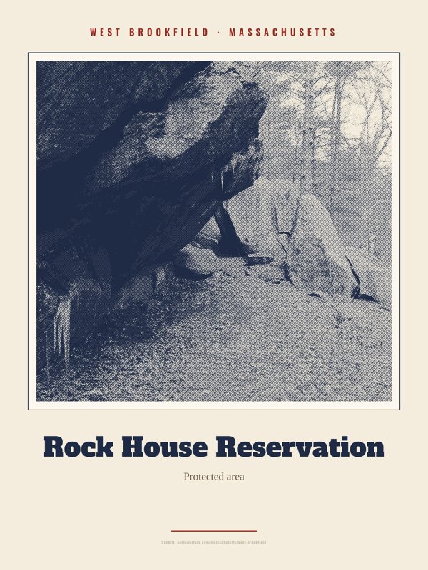 West Brookfield Rock House Reservation Landmark Print artwork detail