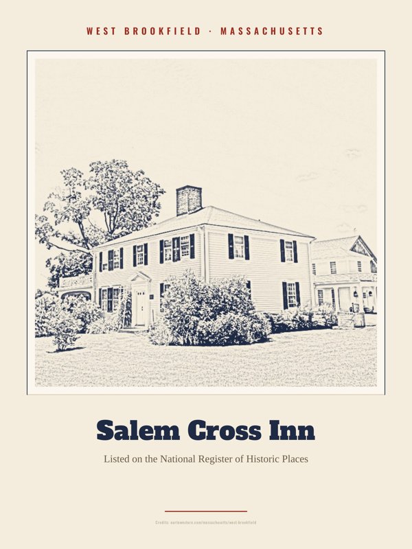 West Brookfield Salem Cross Inn Landmark Print artwork detail
