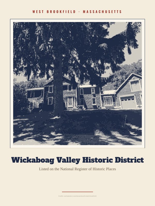 West Brookfield Wickaboag Valley Historic District Landmark Print artwork detail
