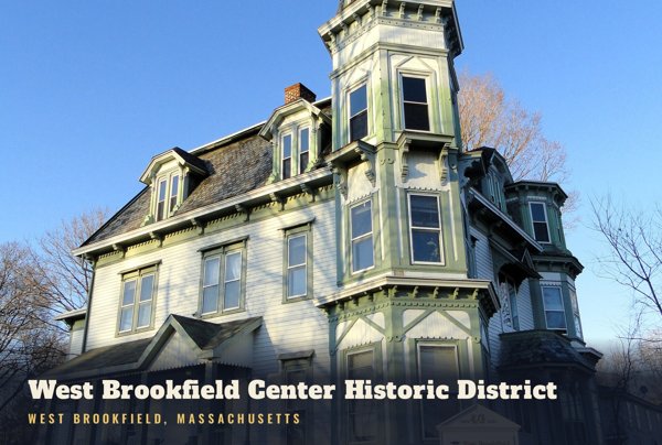 West Brookfield West Brookfield Center Historic District Postcard artwork detail