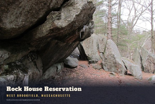 West Brookfield Rock House Reservation Postcard artwork detail
