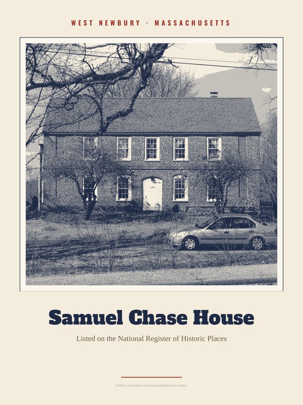 West Newbury Samuel Chase House Landmark Print artwork detail